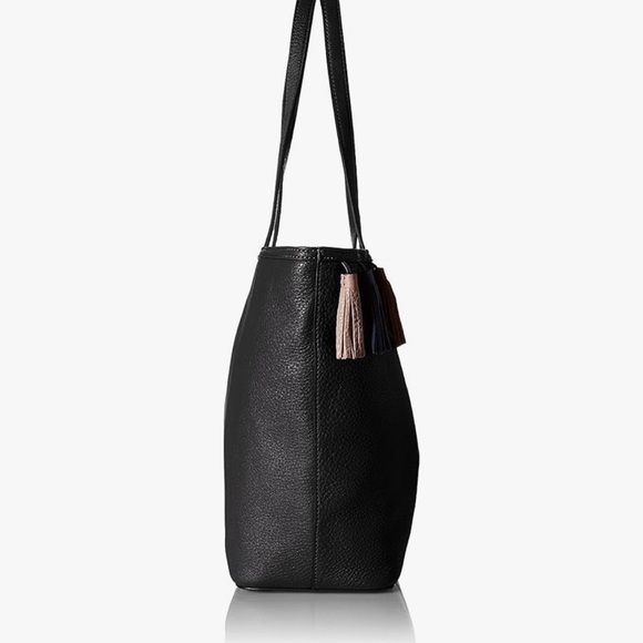 Rebecca Minkoff Leather Tassel Tote Bag Black Multi-Color Pockets - Picture 6 of 12